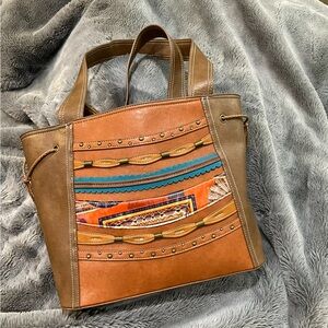 Artisan Brown and Orange Tote Bag